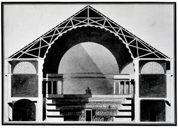 Biblioteka Królewska Francji, rysunek przekroju budynku. Architektura Étienne