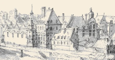 Martellange, Widok Paryża 1620 - Ashmolean Museum (szczegół z Hôtel de Nevers) (dostosowany)