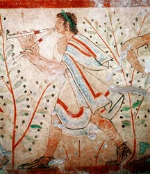 Flecista. Fragment fresku, V wiek pne