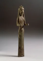 Sztuka etruska: figura ofiarującego (sztuka etruska, figura ofiarna, rzeźba z brązu z Włoch, 550 pne, wym. 36 cm) Rzeźba z brązu, Włochy 550 pne Florencja, Museo Archeologico