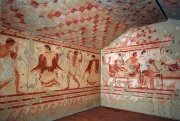 Sztuka etruska: freski przedstawiające sceny bankietowe. Grobowiec Triclinium. V wiek pne. Narodowe Muzeum Archeologiczne w Tarquinia Włochy