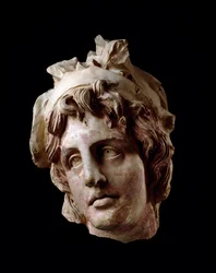 Cywilizacja etruska: kobieca głowa Amazonki. II wiek p.n.e. Z Arezzo Wym. 18 cm Arezzo, Museo Archeologico G.Clinio Mecenate, nr inw. 87674