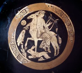 Kylix z przedstawieniem Apollona na mulecie, terakota, IV wpne