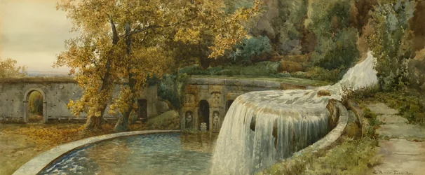 Villa Deste, Jesień (ołówek i akwarela)
