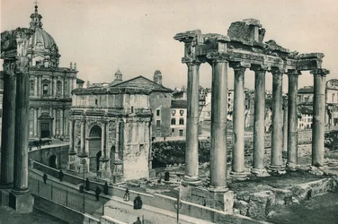 Forum Romanum z Łukiem Septymiusza Sewera, Rzym, Włochy, 1927