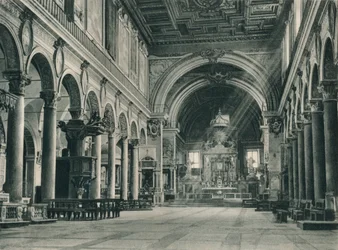 Wnętrze bazyliki Santa Maria in Ara Coeli na Kapitolu, Rzym, Włochy, 1927