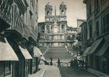 Schody Hiszpańskie i kościół Trinita dei Monti, Rzym, Włochy, 1927