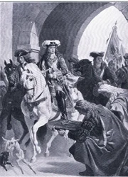 Austriacy wkraczający do Belgradu, ilustracja z „Zabytki w historii Europy” wydanej przez Gresham Publishing Co, c.1920 (lito)