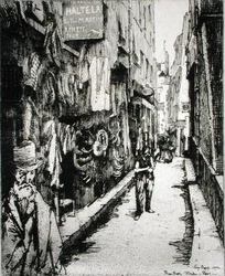 Ulica paryska, z „Du Ier au XXeme: Les Arrondissements de Paris...”, wyd. 1903 (akwaforta)