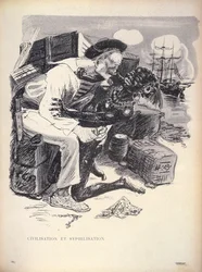 Cywilizacja i syfilizacja, s. 1863 grawerowane przez Grandjouana z LAssiette Au Beurre, wyd. 10 stycznia 1903