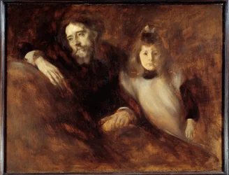 Alphonse Daudet (1840 - 1897) i jego córka. Obraz Eugene