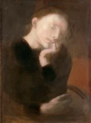 Meditation par Carriere, Eugene (1849-1906), ok. 1892 - Olej na płótnie, 65,5x48,7 - Muzeum Sztuki Ohara, Kurashiki