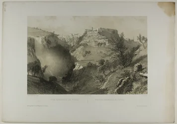 Widok ogólny Tivoli, tablica siedemnasta z Italie Monumentale et Pittoresque