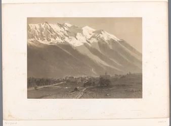 Widok na Chamonix u podnóża Mont Blanc Le Mont Blanc et Chamonix (tytuł na obiekcie) La Suisse et la Savoie (tytuł serii) Twarze w Szwajcarii i Sabaudii (tytuł serii na obiekcie)