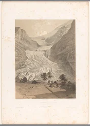 Widok na wysoki lodowiec Grindelwald Glacier Superior de Grindelwald (tytuł na obiekcie) Twarze w Szwajcarii i Sabaudii (tytuł serii) La Suisse et la Savoie (tytuł serii na obiekcie)