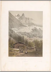 Widok na szczyty Aiguille Verte i Dru oraz lodowiec Mer-de-Glace Aiguille verte et du Dru - Mer de Glace (tytuł na obiekcie) Twarze w Szwajcarii i Sabaudii (tytuł serii) La Suisse et la Savoie (tytuł serii na obiekcie)