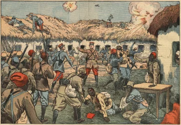 Oddziały kolonialne odblokowały placówkę Aoulay (Aoulai) w Maroku pod dowództwem kapitana Duboina. Ilustracja Damblans. W „”Le Pelerin”” z 7 czerwca