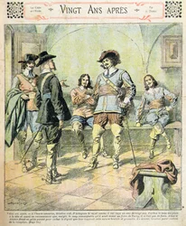 Przednia okładka serializacji „Vingt Ans Apres” Alexandre Dumas pere (1803-70) z „Journal des Romans Populaires Illustres”, ok. 1900 (kolor lito)