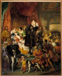 Narodziny króla Henryka IV w dniu 13.12.1553 w Chateau de Pau Jeanne III, znanej jako Jeanne d