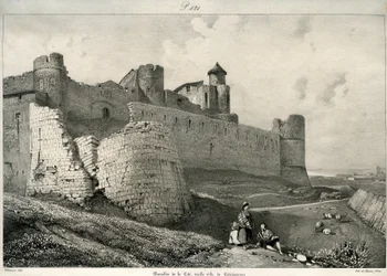 Carcassonne, mur miejski, poważnie uszkodzony