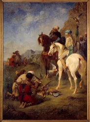 Polowanie na sokoły w Algierii: lekarstwo. Obraz Eugene Fromentin (1820-1876)