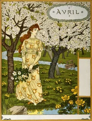Kwiecień, ilustracja z portfolio dzieł sztuki „Le Mois”, 1896