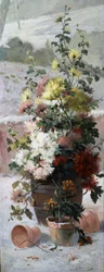 Kwiaty sezonowe - zima. Obraz autorstwa Eugene Henri Cauchois (1850-1911). Kolekcja prywatna.