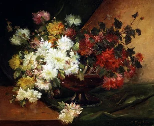 Martwa natura z astrami. Malarstwo Eugene Henri Cauchois (1850-1911) Prywatna kolekcja.