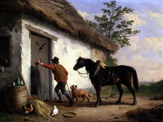 Przy drzwiach domku