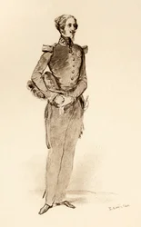 Książę Ludwik Orleański, książę Nemours w 1840 r., z książki "Dziewczęcość królowej Wiktorii", wyd. w Londynie 1912 r. (druk)