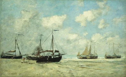 Łodzie na brzegu w Scheveningen; Scheveningen, Statki opuszczone na Greve, 1875