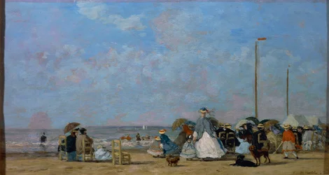 Na plaży Trouville, Eugene Boudin, obraz