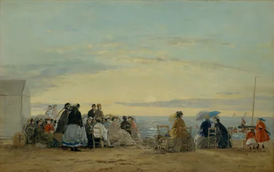Na plaży, zachód słońca, 1865.