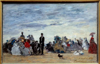 Plaża w Trouville. Obraz Eugene Louis Boudin (1824-1898)