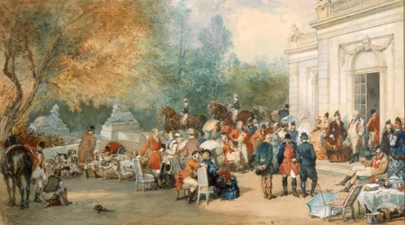 Śniadanie myśliwskie w Anglii, 1870 r