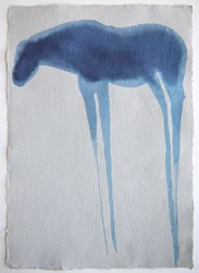 Blue Horse2, 2023 (pigment, papier czerpany)