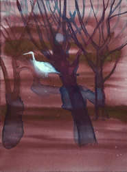 Biały żuraw, 2019 (płótno, pigmenty)