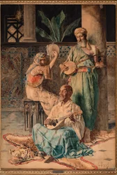 Trzech muzyków orientalnych (tempera na papierze)