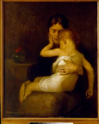 Chore dziecko (pani Eugène Carrière i jej syn Léon), 1885, wymiary 1 x 0,8 m, Paryż, Musée d