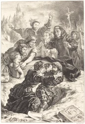 Hamlet i Laertes w grobie Ofelii Akt V, scena I, 1843.