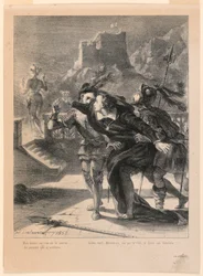 Ilustracja do Hamleta: Hamlet próbuje podążać za duchem swego Ojca (I, 4)