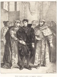 Królowa próbuje pocieszyć Hamleta (Akt I, Scena II)