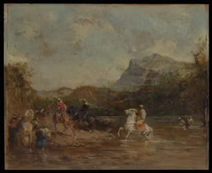 Arabowie przejeżdżający przez bród, 1873.