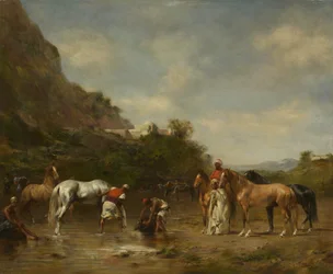 Arabowie podający konie, 1872