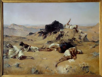 pustynia. Spragnieni mężczyźni. 1869. Eugène Fromentin (1820-1876), Musée d