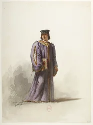 Btv1b84558104 32 - Saint-Saëns - Henryk VIII - Modele kostiumów - Lacoste - 32. Skryba w stroju lekarza