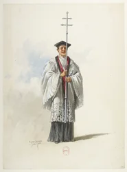 Btv1b84558104 33 - Saint-Saëns - Henryk VIII - Modele kostiumów - Lacoste - 33. Ksiądz