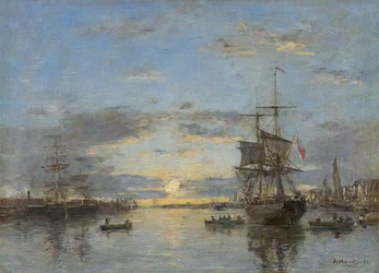 Niemcy: Hawr. Port zewnętrzny o zachodzie słońca Hawr: Port zewnętrzny o zachodzie słońca