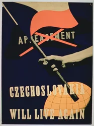 "Czechosłowacja znów będzie żyć", plakat z okresu II wojny światowej (kolorowa litografia)