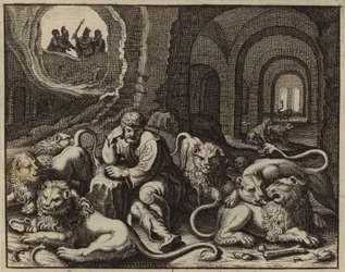 Daniel w jaskini lwów (rycina)